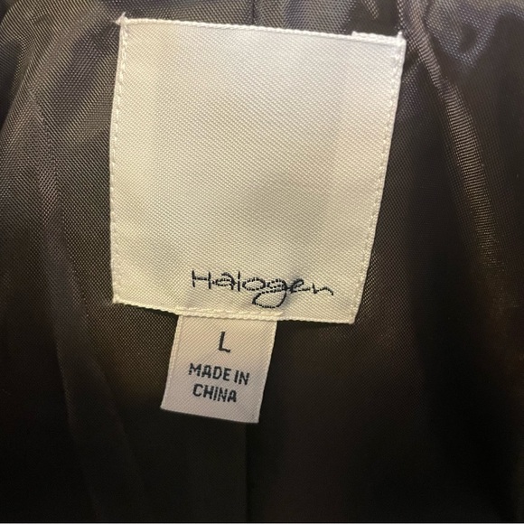 Halogen Wool Tweed Grey Windowpane Poncho Striped Professional Jacket L Gray - Picture 5 of 7